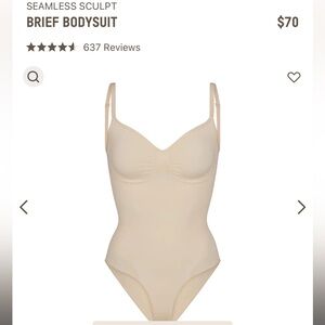 Skims Seamless Sculpt Brief Bodysuit S/M Sand NWT in Sand